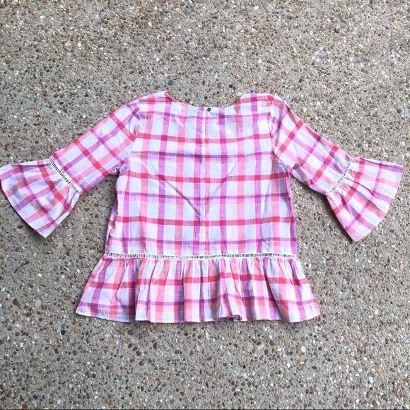 Bobeaux Plaid Peplum Bell Sleeve Shirt Tunic L - Picture 9 of 10